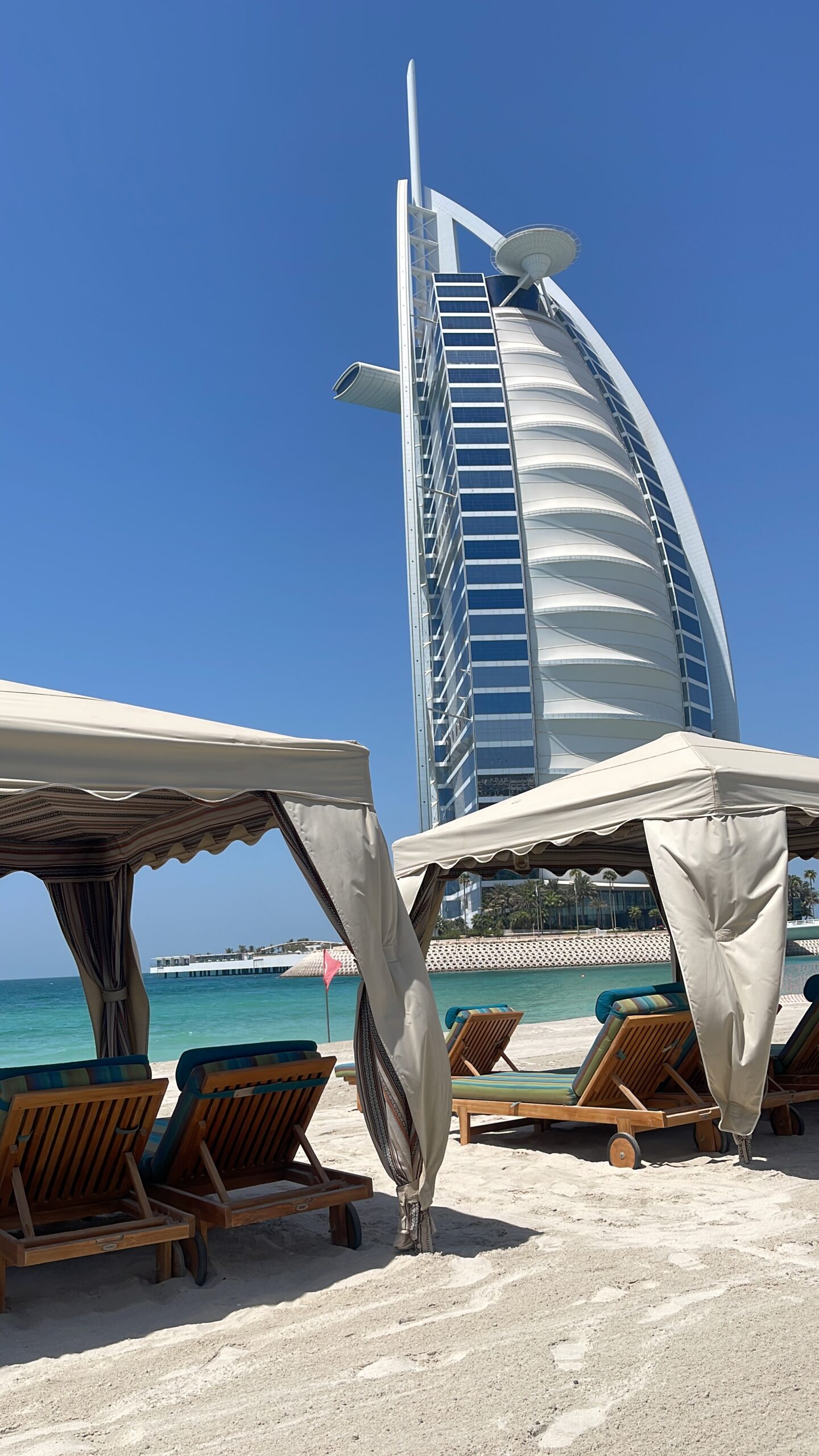 Private beach at Jumeirah Al Naseem facing the Burj Al Arab